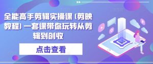全能高手剪辑实操课(剪映教程)一套课带你玩转从剪辑到创收-搞薯条网