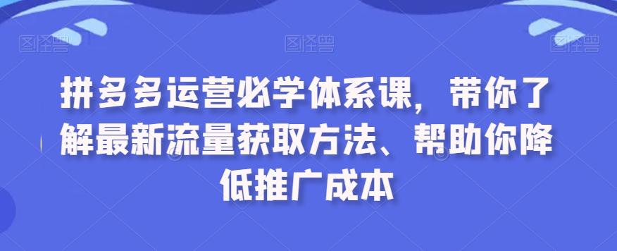 拼多多运营必学体系课，带你了解最新流量获取方法、帮助你降低推广成本 - 搞薯条网-搞薯条网