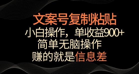 文案号掘金，简单复制粘贴，小白操作，单作品收益900+【揭秘】-森森项目库