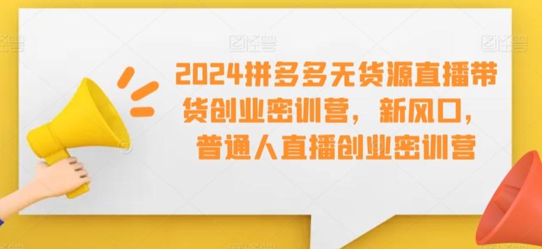 2024拼多多无货源直播带货创业密训营，新风口，普通人直播创业密训营-森森项目库