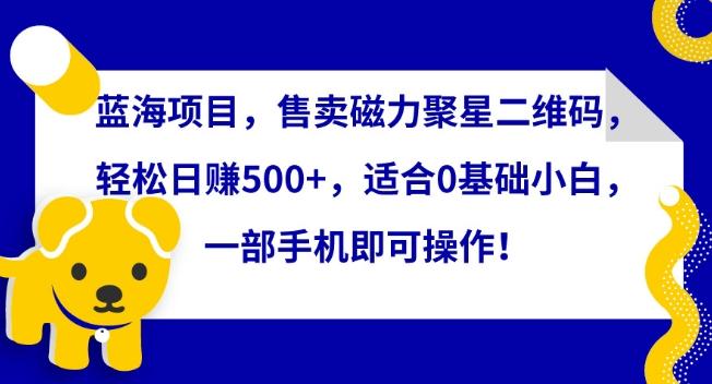 蓝海项目，售卖磁力聚星二维码，轻松日赚500+，适合0基础小白，一部手机即可操作【揭秘】 - 搞薯条网-搞薯条网