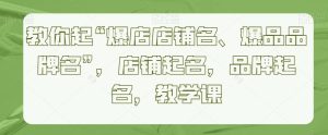 教你起“爆店店铺名、爆品品牌名”,店铺起名,品牌起名,教学课-搞薯条网