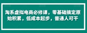 淘系虚拟电商必修课,零基础搞定原始积累,低成本起步,普通人可干-搞薯条网
