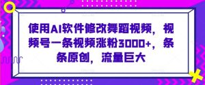 使用AI软件修改舞蹈视频,视频号一条视频涨粉3000+,条条原创,流量巨大【揭秘】-搞薯条网