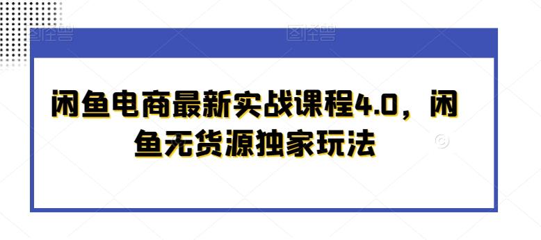 闲鱼电商最新实战课程4.0，闲鱼无货源独家玩法 - 搞薯条网-搞薯条网