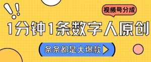 2024最新不露脸超火视频号分成计划,数字人原创日入3000+【揭秘】-搞薯条网