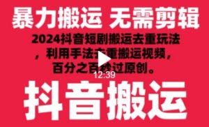 2024最新抖音搬运技术,抖音短剧视频去重,手法搬运,利用工具去重,达到秒过原创的效果【揭秘】-搞薯条网