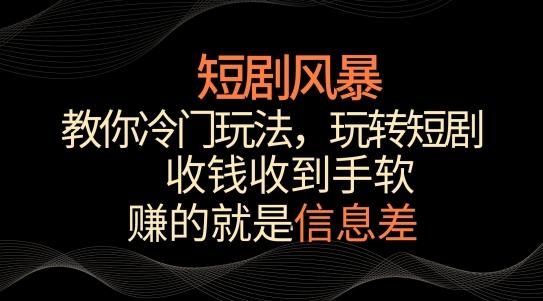 短剧风暴，教你冷门玩法，玩转短剧，收钱收到手软【揭秘】-森森项目库