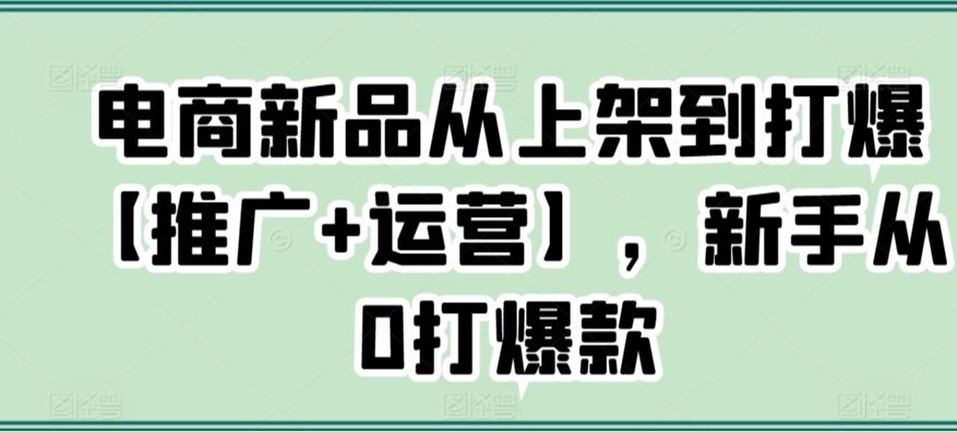 电商新品从上架到打爆【推广+运营】，新手从0打爆款 - 搞薯条网-搞薯条网
