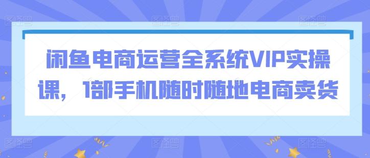 闲鱼电商运营全系统VIP实操课，1部手机随时随地电商卖货 - 搞薯条网-搞薯条网
