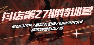 抖音小店·第27期特训营 体验分拉升/商品卡引流/投流效果优化/精选联盟引流/等-搞薯条网