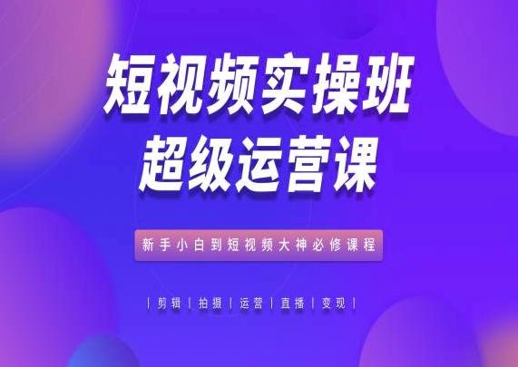 短视频实操班超级运营课，新手小白到短视频大神必修课程-森森项目库