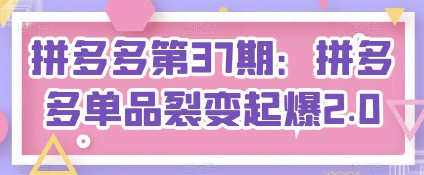 拼多多第37期：拼多多单品裂变起爆2.0 - 搞薯条网-搞薯条网