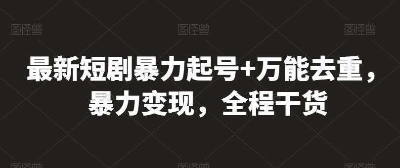 最新短剧暴力起号+万能去重，暴力变现，全程干货【揭秘】 - 搞薯条网-搞薯条网