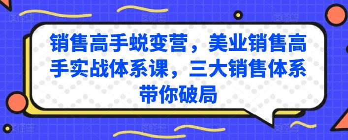 销售高手蜕变营，美业销售高手实战体系课，三大销售体系带你破局 - 搞薯条网-搞薯条网