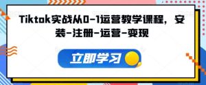 Tiktok实战从0-1运营教学课程,安装-注册-运营-变现-搞薯条网