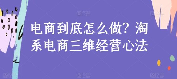 电商到底怎么做？淘系电商三维经营心法-路子网