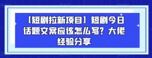 【短剧拉新项目】短剧今日话题文案应该怎么写？大佬经验分享-搞薯条网