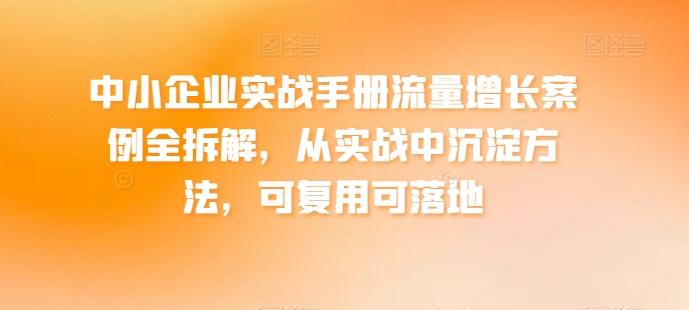 中小企业实战手册流量增长案例全拆解，从实战中沉淀方法，可复用可落地 - 搞薯条网-搞薯条网