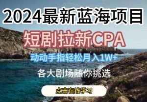 2024最新蓝海项日,短剧拉新CPA,动动手指轻松月入1W,全各大剧场随你挑选【揭秘】-搞薯条网