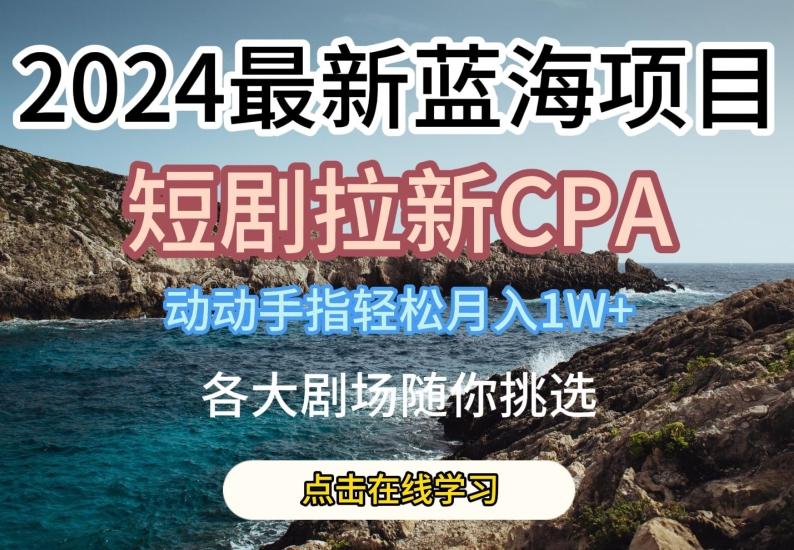 2024最新蓝海项日，短剧拉新CPA，动动手指轻松月入1W，全各大剧场随你挑选【揭秘】 - 搞薯条网-搞薯条网