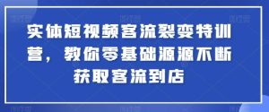 实体短视频客流裂变特训营，教你零基础源源不断获取客流到店-搞薯条网