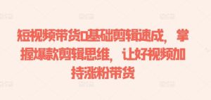 短视频带货0基础剪辑速成,掌握爆款剪辑思维,让好视频加持涨粉带货-搞薯条网