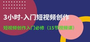 3小时-入门短视频创作：短视频创作入门必修(15节视频课)-搞薯条网