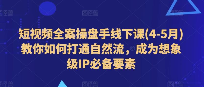 短视频全案操盘手线下课(4-5月)教你如何打通自然流，成为想象级IP必备要素 - 搞薯条网-搞薯条网