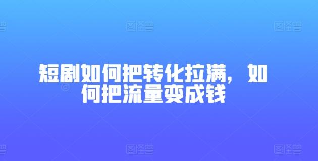 短剧如何把转化拉满，如何把流量变成钱-森森项目库
