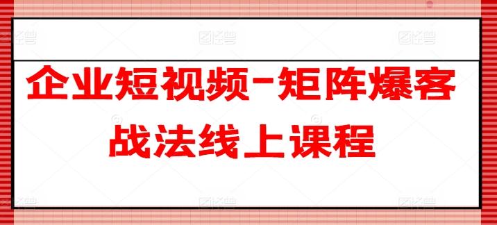 企业短视频-矩阵爆客战法线上课程 - 搞薯条网-搞薯条网