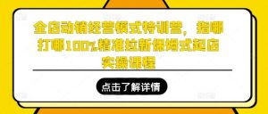 全店动销经营模式特训营,指哪打哪100%精准拉新保姆式起店实操课程-搞薯条网