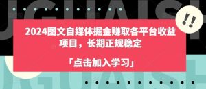 2024图文自媒体掘金赚取各平台收益项目,长期正规稳定-搞薯条网