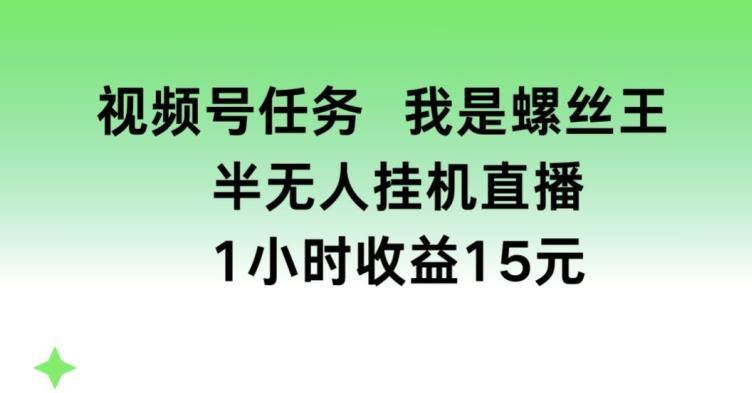 视频号任务，我是螺丝王， 半无人挂机1小时收益15元【揭秘】 - 搞薯条网-搞薯条网