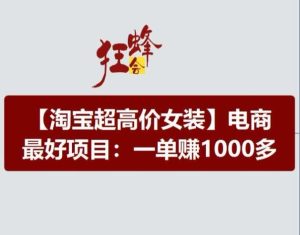淘宝超高价女装项目，电商最好赛道，一单赚1000多-搞薯条网