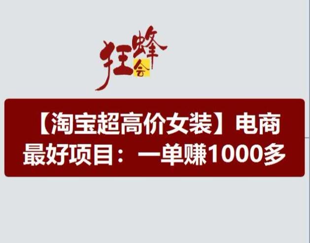淘宝超高价女装项目，电商最好赛道，一单赚1000多 - 搞薯条网-搞薯条网