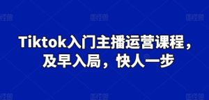 Tiktok入门主播运营课程,及早入局,快人一步-搞薯条网