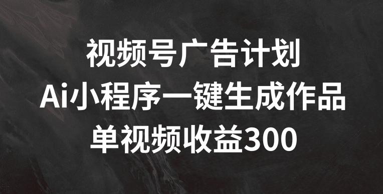 视频号广告计划，AI小程序一键生成作品， 单视频收益300+【揭秘】 - 搞薯条网-搞薯条网
