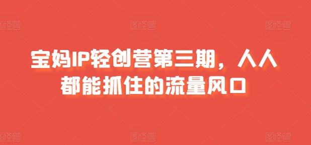 宝妈IP轻创营第三期，人人都能抓住的流量风口 - 搞薯条网-搞薯条网