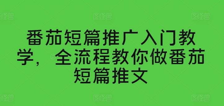番茄短篇推广入门教学，全流程教你做番茄短篇推文 - 搞薯条网-搞薯条网