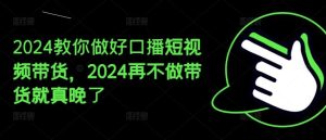 2024教你做好口播短视频带货,2024再不做带货就真晚了-搞薯条网