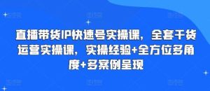 直播带货IP快速号实操课，全套干货运营实操课，实操经验+全方位多角度+多案例呈现-搞薯条网