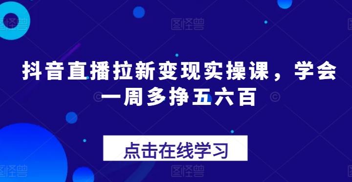 抖音直播拉新变现实操课，学会一周多挣五六百-路子网