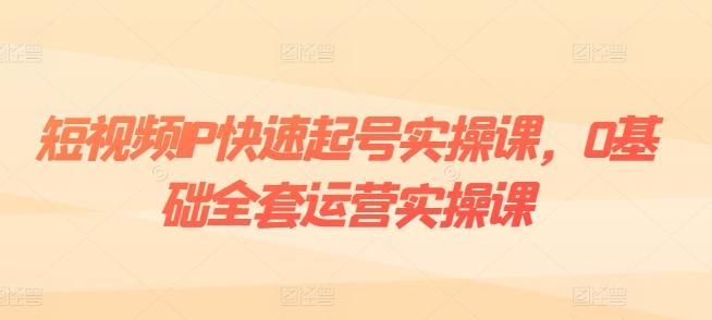 短视频IP快速起号实操课，0基础全套运营实操课，爆款内容设计+粉丝运营+内容变现 - 搞薯条网-搞薯条网