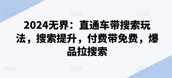 2024无界：直通车带搜索玩法，搜索提升，付费带免费，爆品拉搜索 - 搞薯条网-搞薯条网