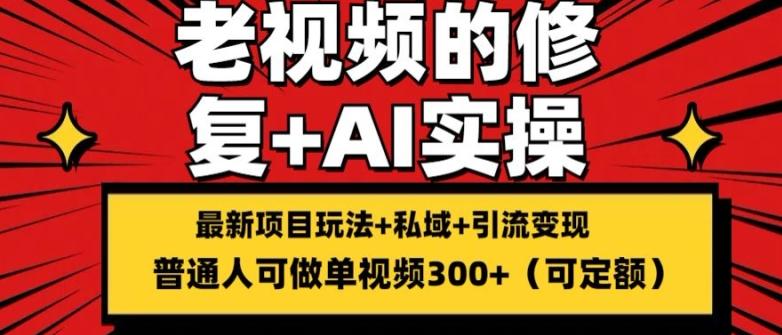 修复老视频的玩法，搬砖+引流的变现(可持久)，单条收益300+【揭秘】-森森项目库