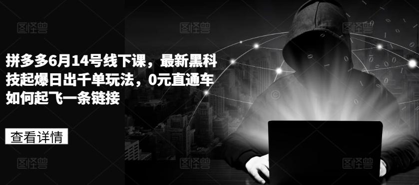拼多多6月14号线下课，最新黑科技起爆日出千单玩法，0元直通车如何起飞一条链接 - 搞薯条网-搞薯条网