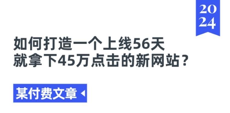 某付费文章《如何打造一个上线56天就拿下45万点击的新网站?》-路子网