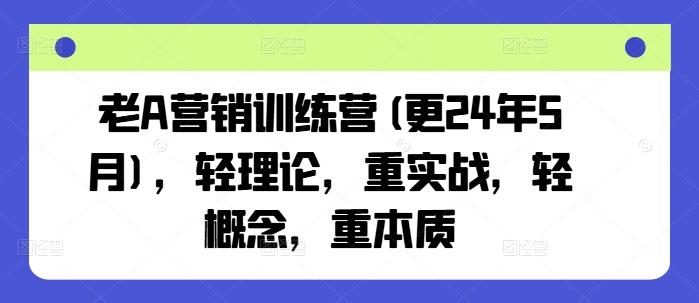 老A营销训练营(更24年6月)，轻理论，重实战，轻概念，重本质 - 搞薯条网-搞薯条网
