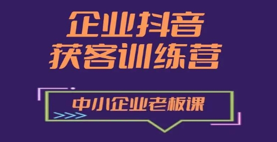 企业抖音营销获客增长训练营，中小企业老板必修课 - 搞薯条网-搞薯条网